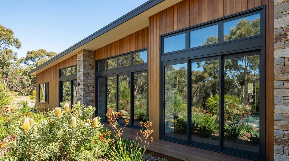 Durable, high-quality double glazed aluminium windows in an Australian home, demonstrating long-term lifecycle performance.